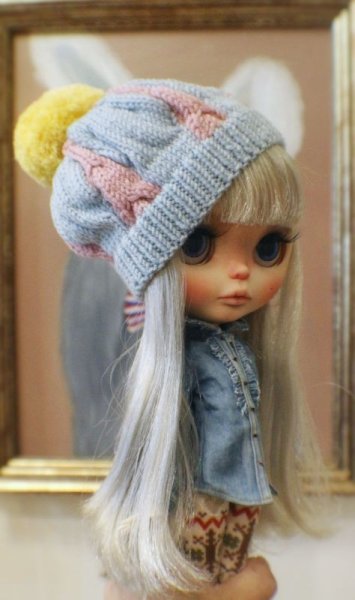 Photo6: baby blue pink meat dumpling pompom hat (6)