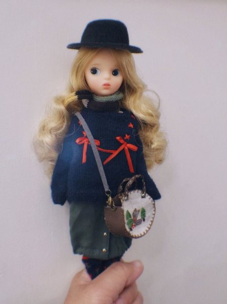Photo4: ribbon sweater in navy blue (4)