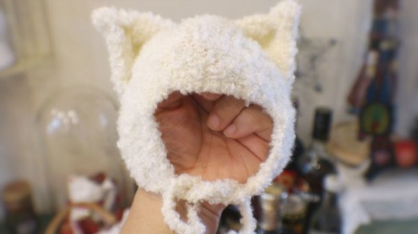 Photo3: white simple kitty hat (3)