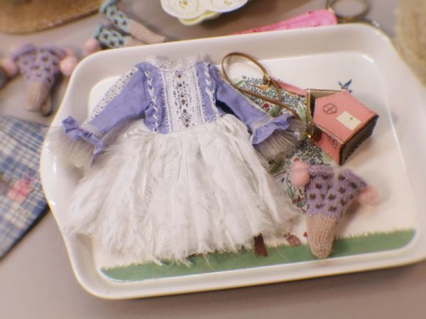 Photo3: violet dot pompom socks (3)