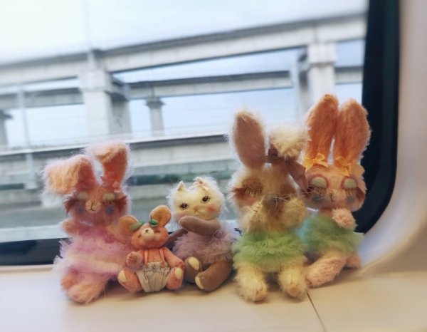 Photo11: Sleeping Bunny in Mohair pink (11)