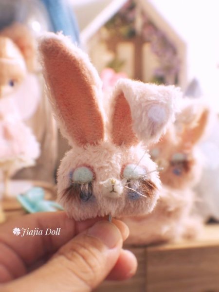 Photo6: Sleeping Bunny in soft pink (6)