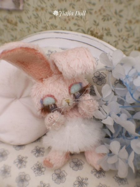 Photo3: Sleeping Bunny in soft pink (3)