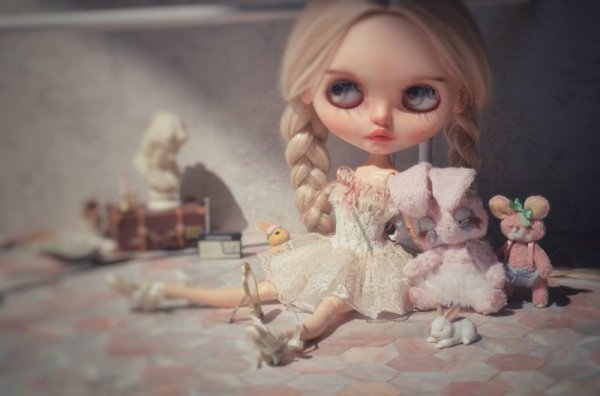 Photo9: Sleeping Bunny in soft pink (9)