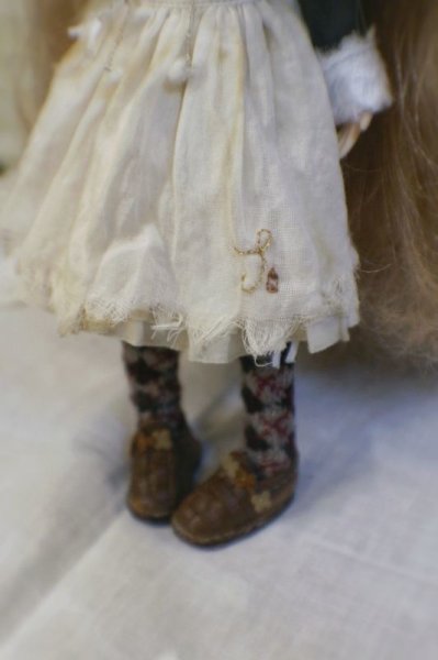 Photo3: coffee classical checked stockings (of find my red velvet set) (3)