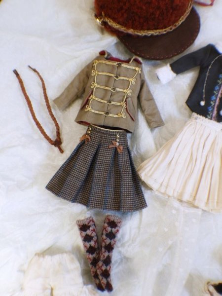 Photo12: coffee classical checked stockings (of find my red velvet set) (12)