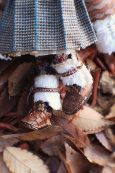 Photo8: Special flower leather fur boots (of find my red velvet set) (8)