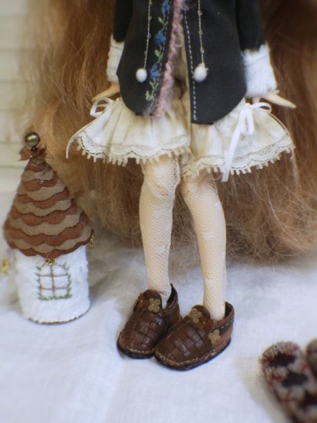 Photo4: Special flower leather fur boots (of find my red velvet set) (4)