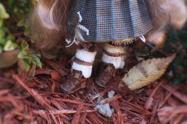 Photo7: Special flower leather fur boots (of find my red velvet set) (7)