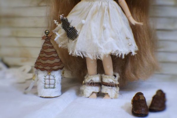 Photo12: Special flower leather fur boots (of find my red velvet set) (12)