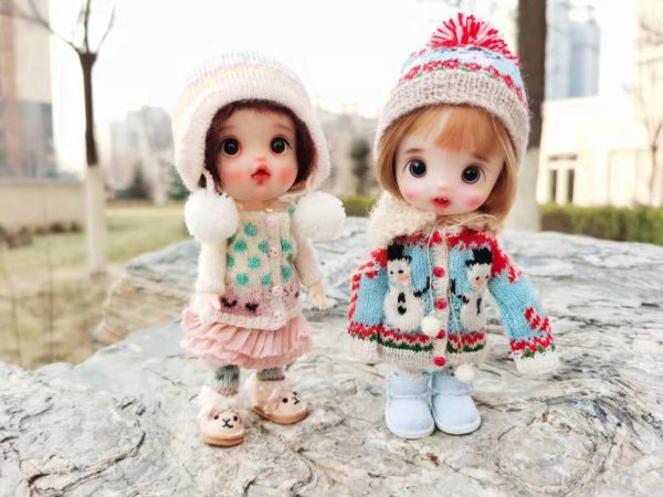 Photo4: 3 pieces snow man sweater with cape and hat (4)