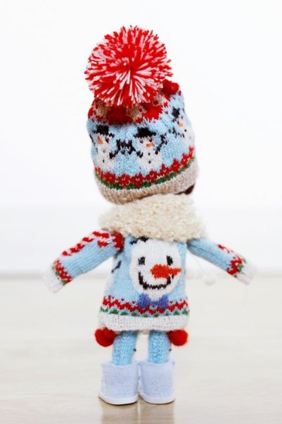 Photo3: 3 pieces snow man sweater with cape and hat (3)