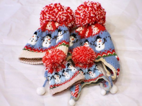 Photo3: snow man pompom hat (3)
