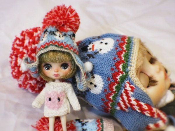 Photo8: snow man pompom hat  in earmuff style (8)