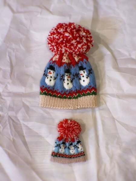 Photo1: snow man pompom hat (1)