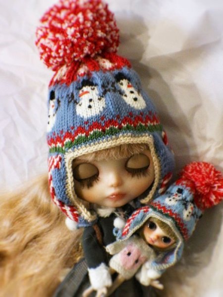 Photo5: snow man pompom hat  in earmuff style (5)