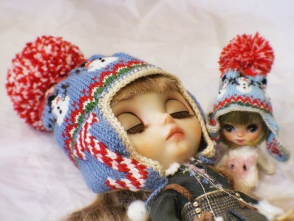 Photo9: snow man pompom hat  in earmuff style (9)