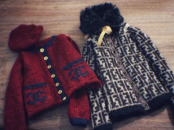 Photo4: Chanel sweater in marroon and navy blue (4)