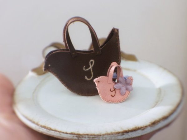 Photo2: pink leather bird bag (2)
