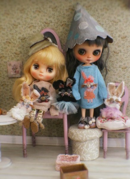 Photo5: Sleeping bunny hello style sweater in grey of dark grey bunny (5)