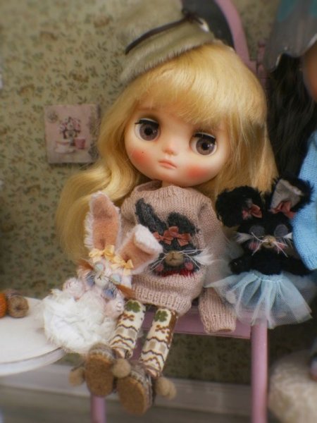 Photo7: Sleeping bunny hello style sweater in grey of dark grey bunny (7)