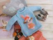 Photo1: Sleeping bunny hello style sweater in blue of pink bunny (1)