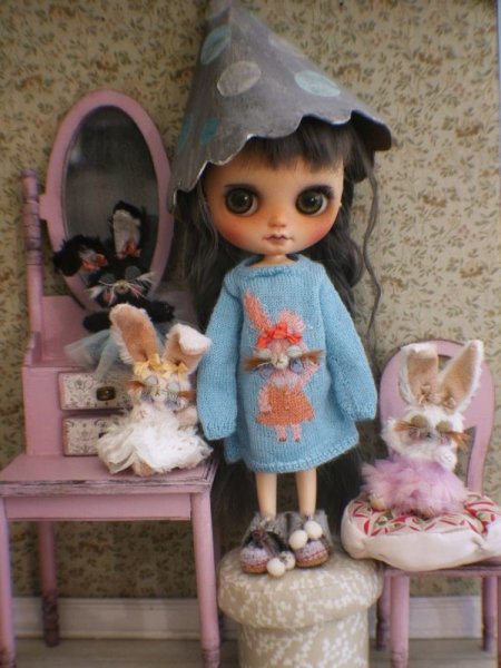 Photo11: Mini Sleeping Bunny in white (11)