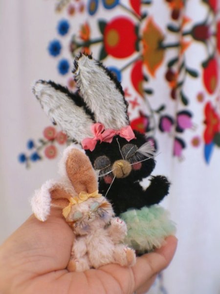 Photo4: Sleeping Bunny in soft black (4)