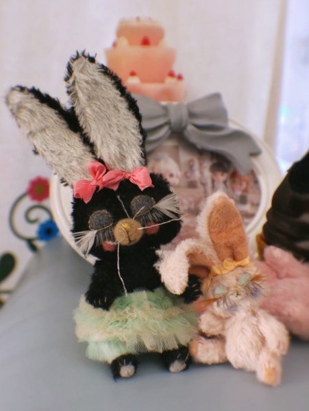 Photo3: Sleeping Bunny in soft black (3)