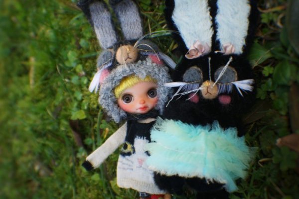Photo11: Sleeping Bunny in soft black (11)