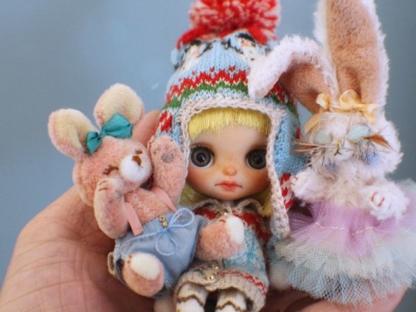 Photo17: Mini Sleeping Bunny in pink (17)