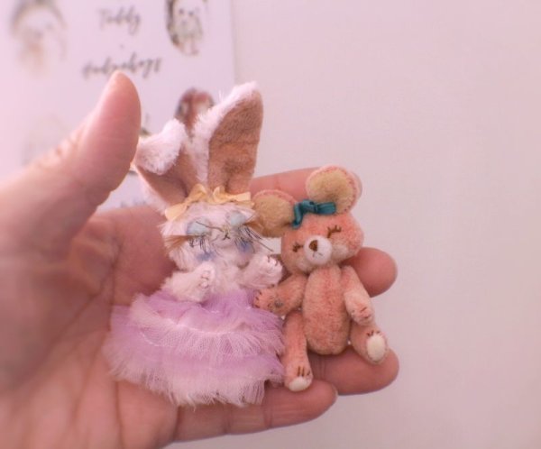 Photo6: Mini Sleeping Bunny in pink (6)