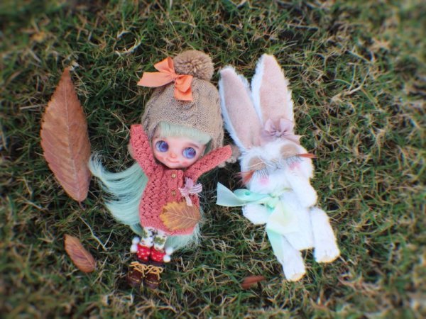 Photo3: Sleeping Bunny in soft white (3)