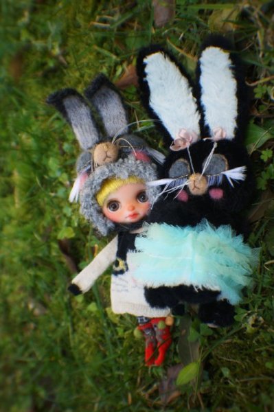 Photo9: Sleeping Bunny in soft black (9)