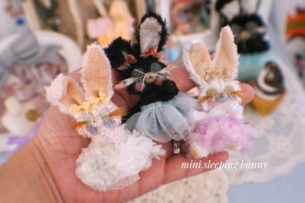 Photo5: Mini Sleeping Bunny in pink (5)