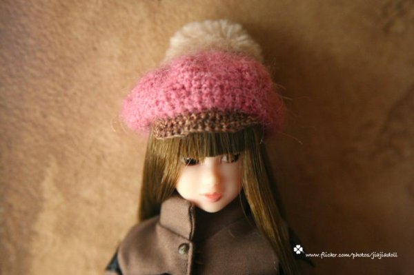 Photo2: pink beret pompom hat (2)