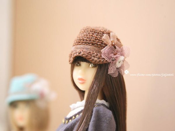 Photo2: coffee bowknot flower straw hat  (2)