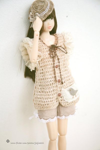 Photo3: cream little bird layered cardigan (3)