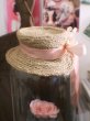 Photo5: hand sewing vintage style bowknot lace flower straw hat in pink ribbon (5)