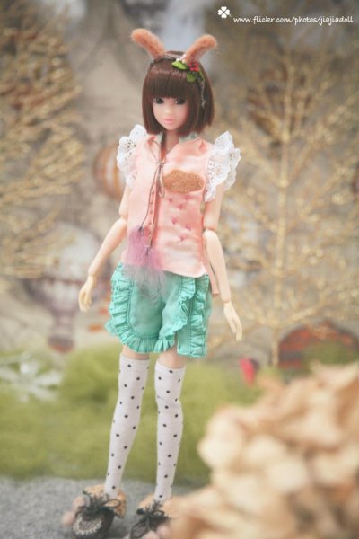 Photo4: light brown bunny ear flowered head band (4)