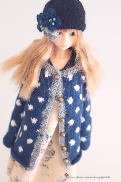 Photo4: navy blue dots sweater long style (4)