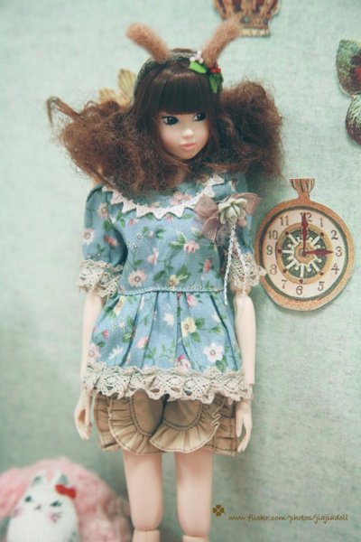 Photo5: light brown bunny ear flowered head band (5)