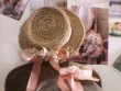 Photo1: hand sewing vintage style bowknot lace flower straw hat in pink ribbon (1)