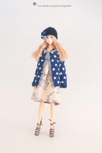 Photo2: navy blue dots sweater long style (2)