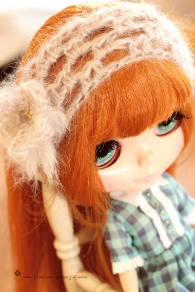 Photo3: light grey mohair flower headband (3)