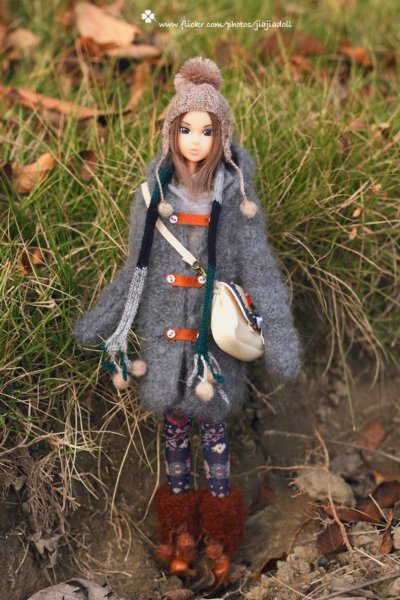 Photo3: mohair coffee pompom short shoe cover leg warmers (3)