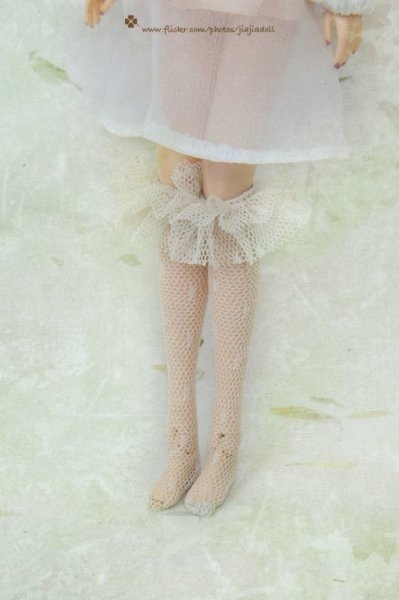 Photo1: cream lace stockings (of Silk Meow) (1)