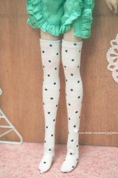 Photo1: white black dots stockings (1)