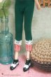 Photo1: red and white checked lace green legging (1)