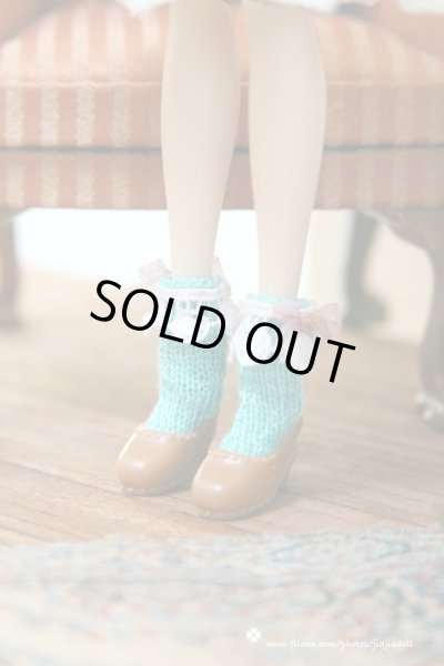 Photo3: blue green lace bowknot socks (3)